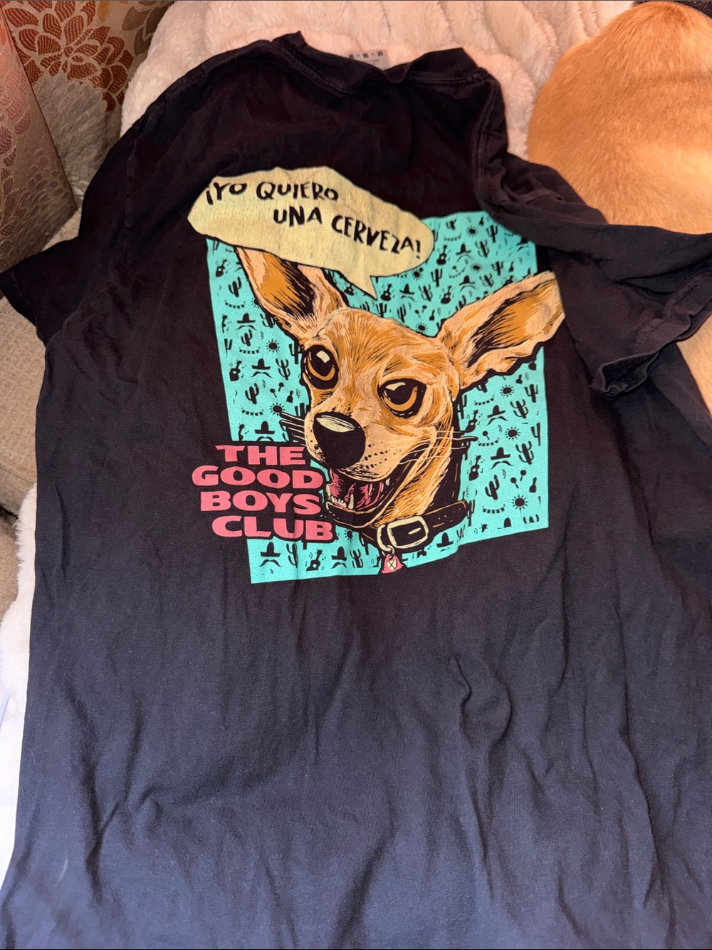 Comfort Colors The Good Boys Club Graphic Dog Tee - Black with Teal & Pink Art